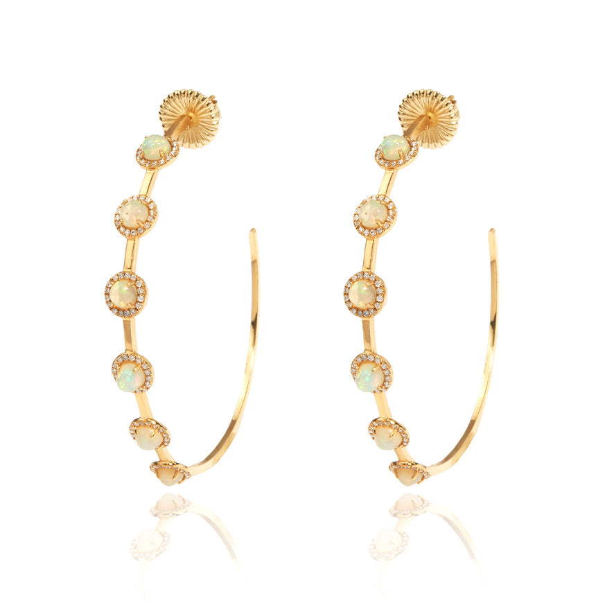 Opal and Diamond Hoop Earring