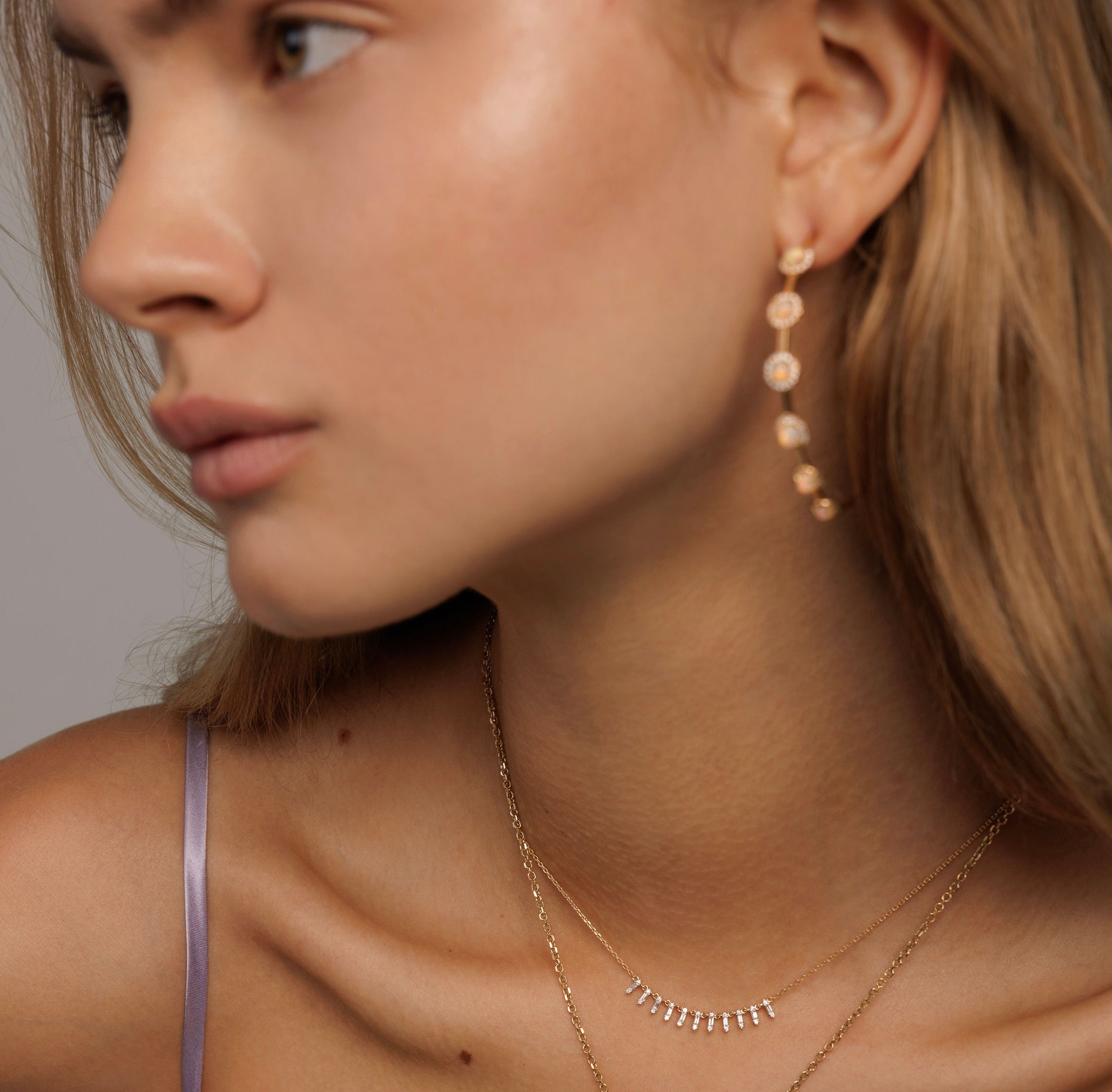 Opal and Diamond Hoop Earring