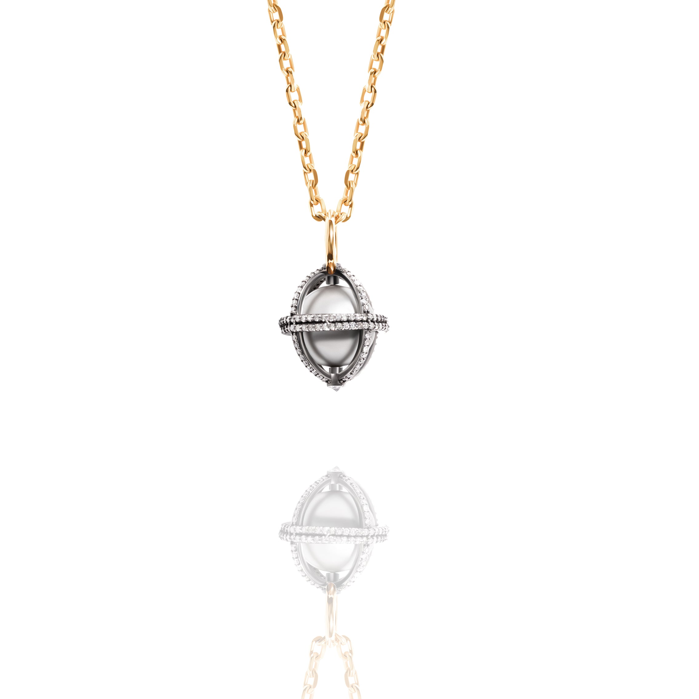 Diamond Orb Tahitian Pearl Pendant