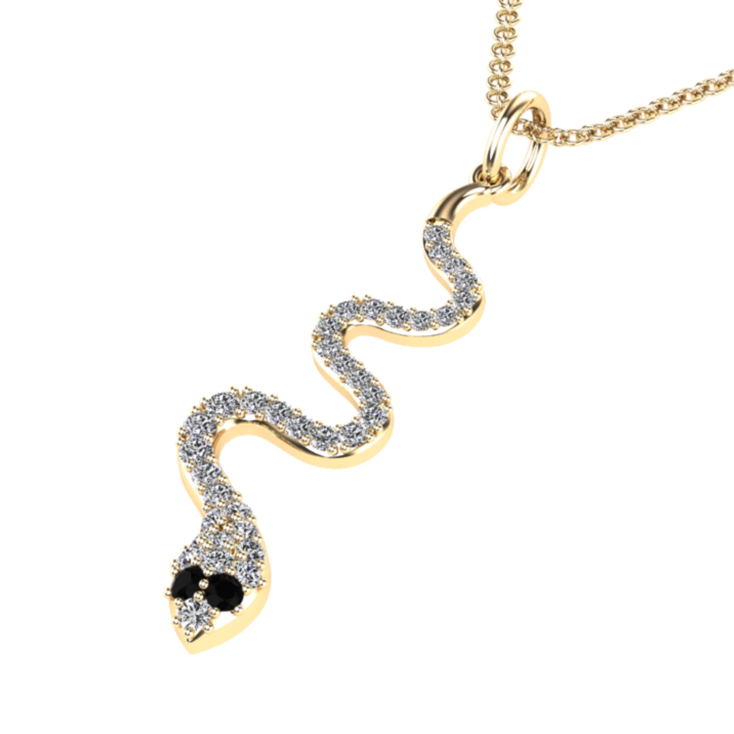 14k Gold Diamond Pave Snake Pendant
