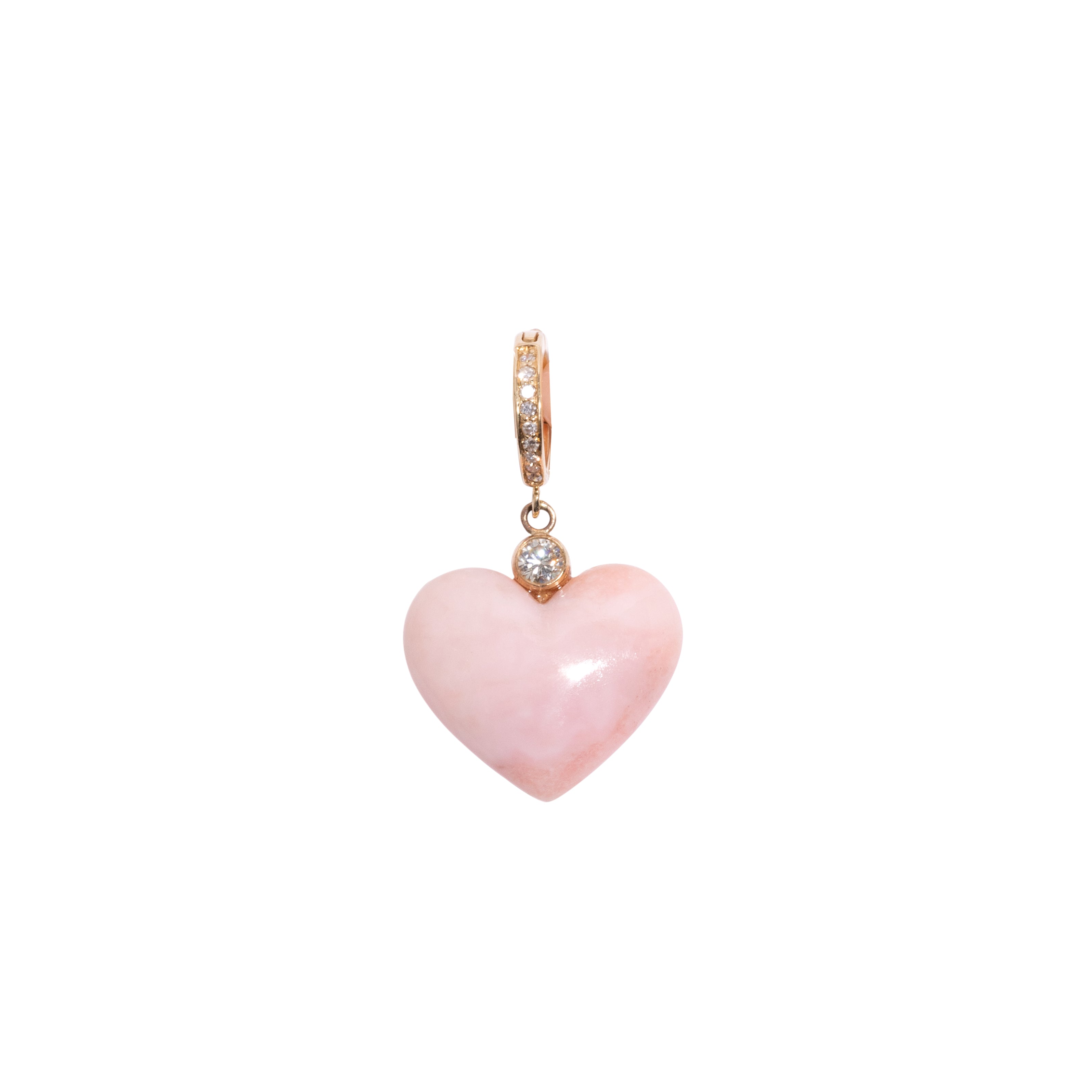 14k Gold Diamond Coral Heart Pendant