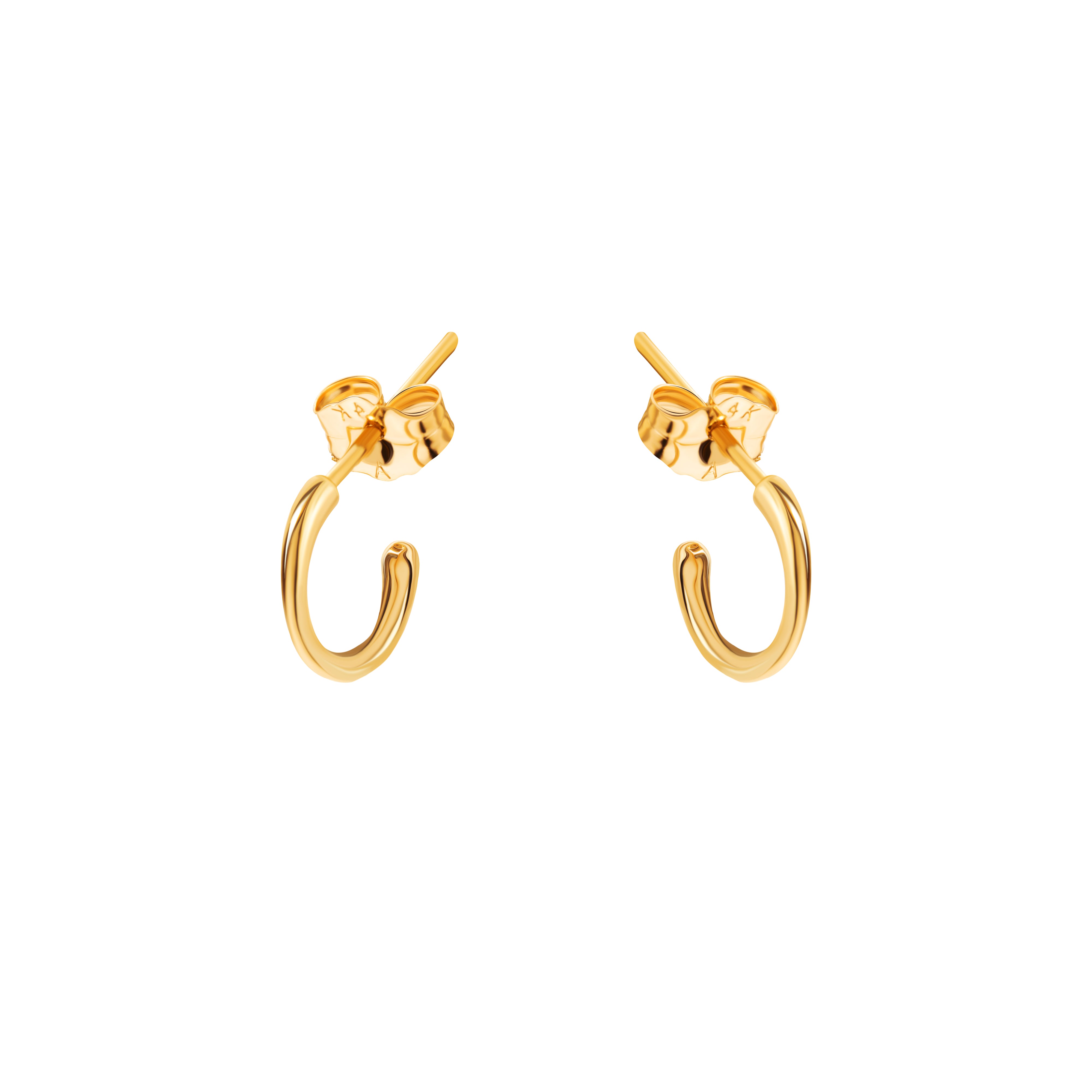14K Gold Plain Huggie Earrings