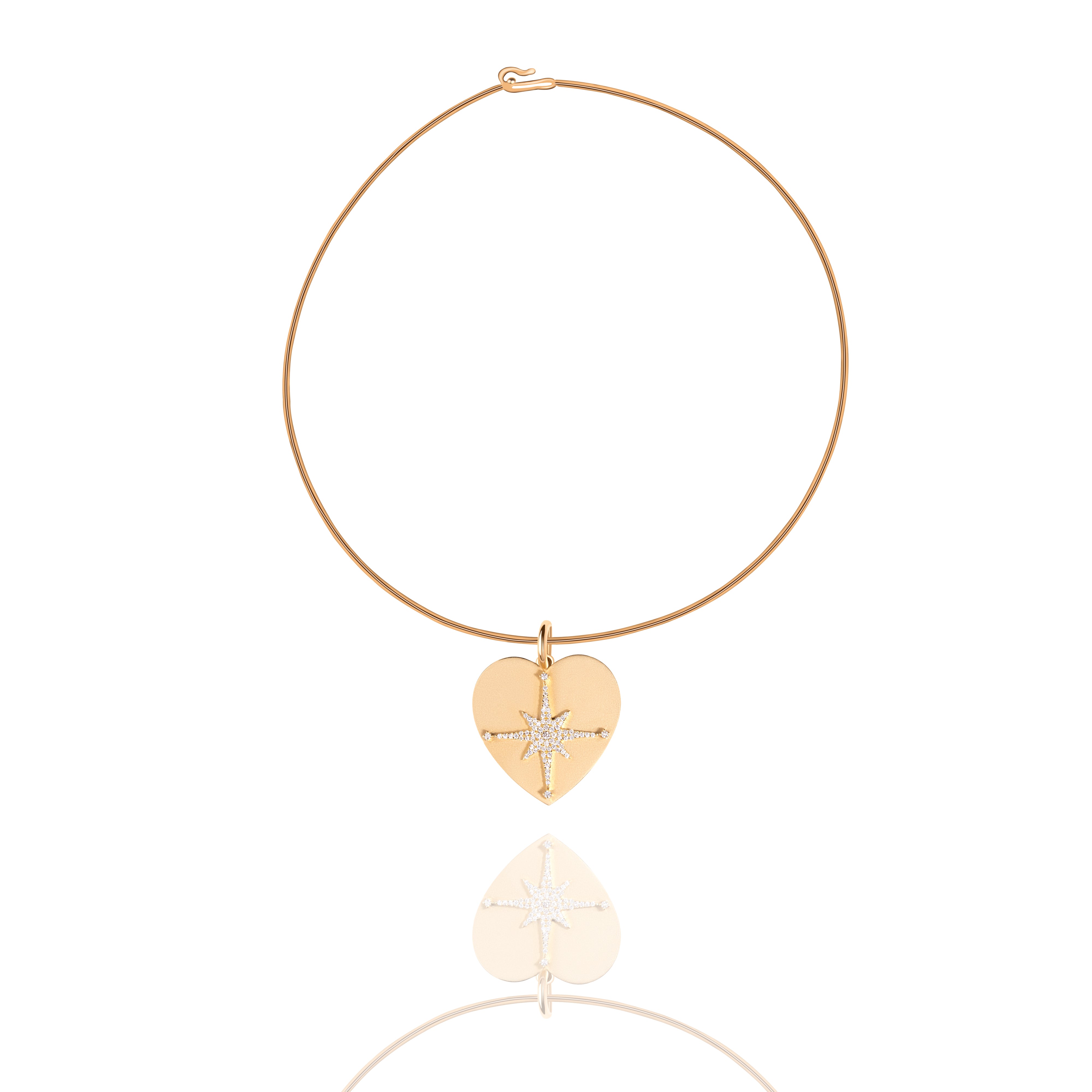 18k Gold Jumbo Stella Heart Pendant