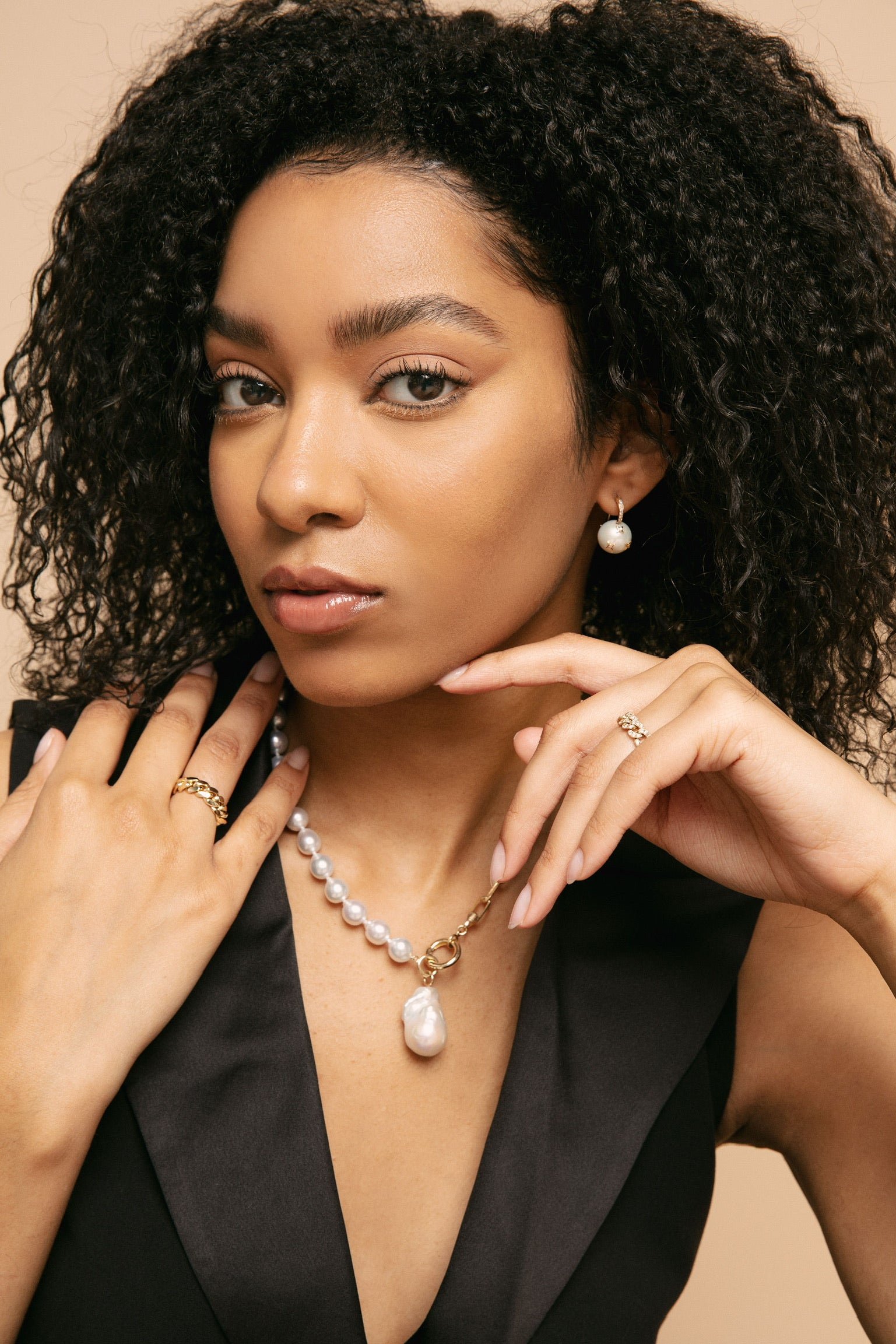 South Sea Long Link Necklace with Jumbo Baroque Drop