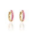 Load image into Gallery viewer, 18K YG Pave Pink Sapphire Donut Huggies
