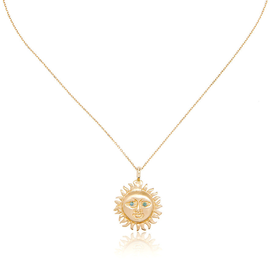 14k Gold Green Diamond Soleil Pendant Necklace