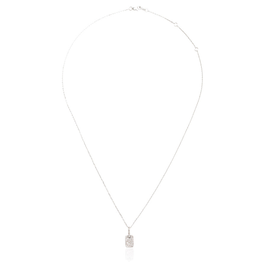 Micro Mini Pavé Diamond ID Tag in White Gold