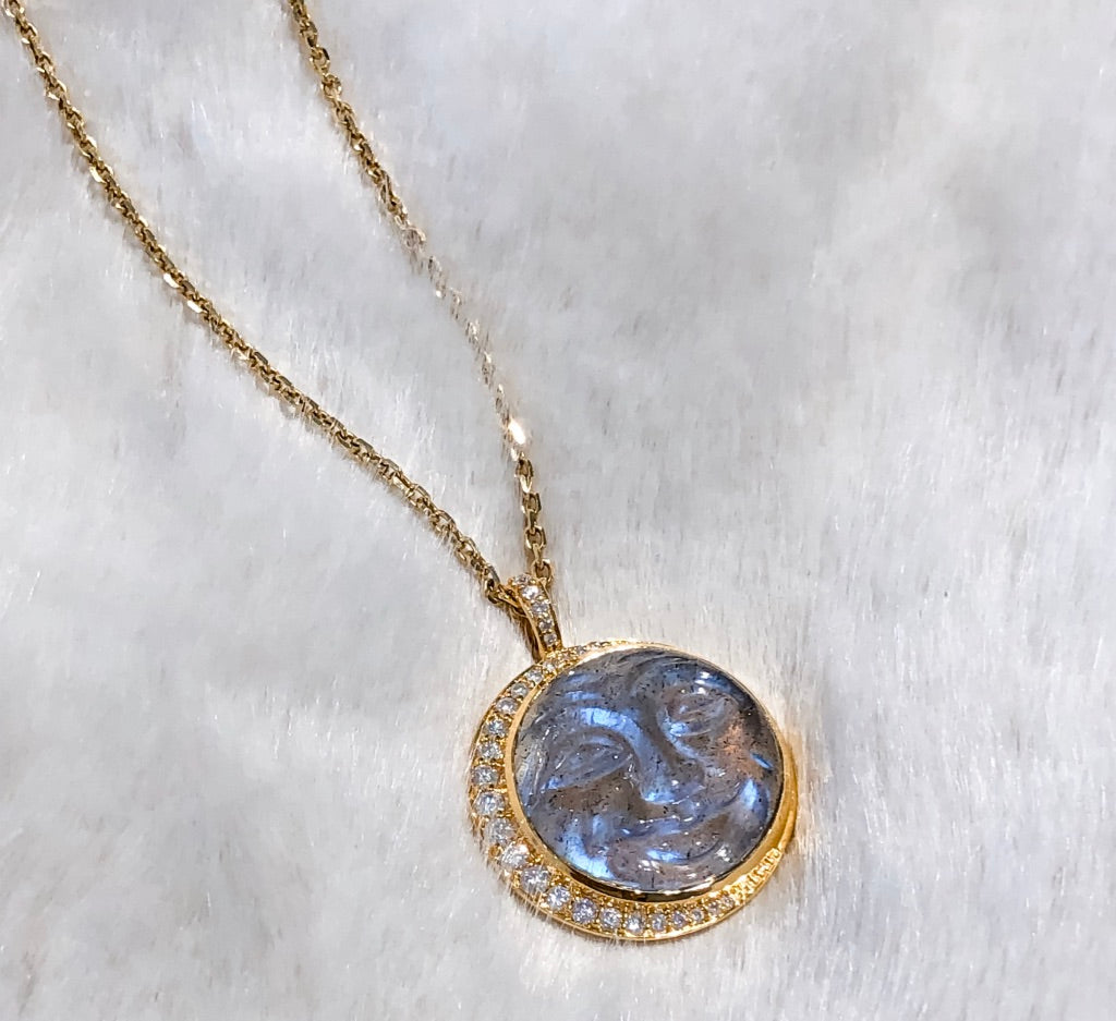 Labradorite Man in the Moon Necklace
