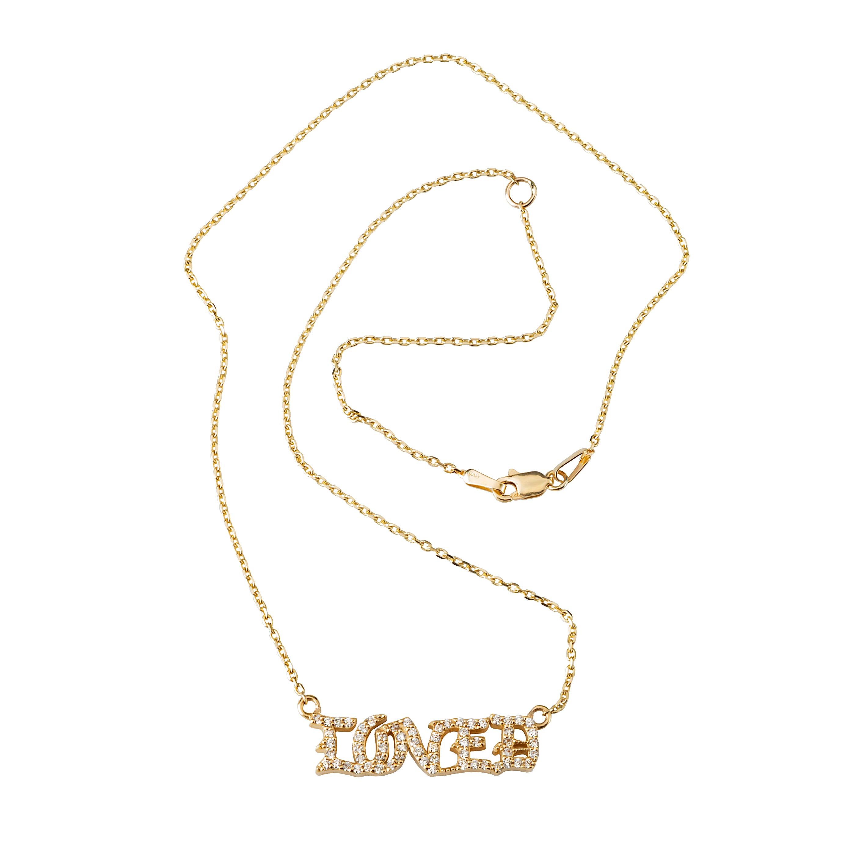 18k Yellow Gold Diamond Pavé Gothic Loved Necklace