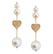 Load image into Gallery viewer, Triple pearl gold Hatpin Diamond pave hearts
