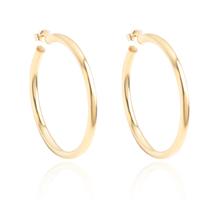 Chunky Gold Hoop Earrings Large 14K Gold