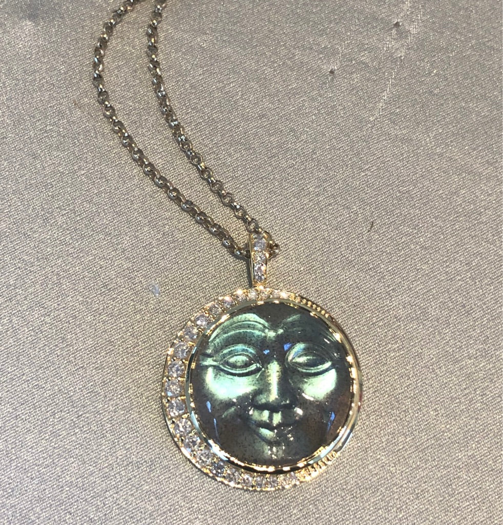 Labradorite Man in the Moon Necklace