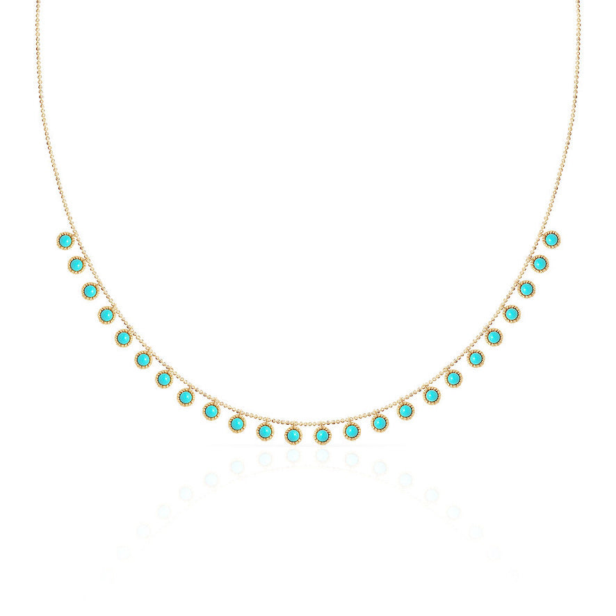 18k Gold Vintage Set Turquoise Drop Necklace
