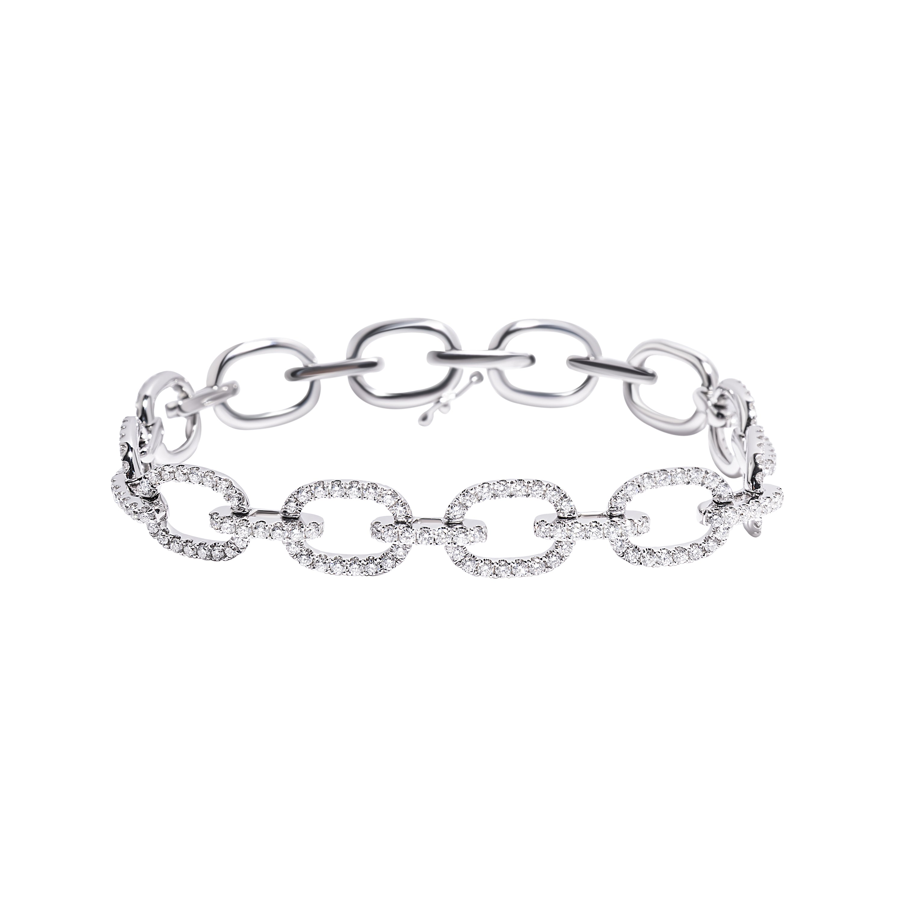 18k White Gold Oval Diamond Pavé Bracelet