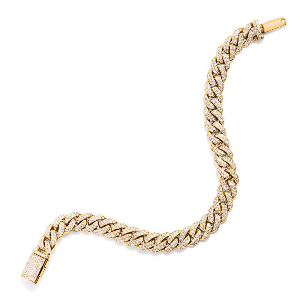 14k Gold Diamond Pavé Miami Cuban Chain Bracelet