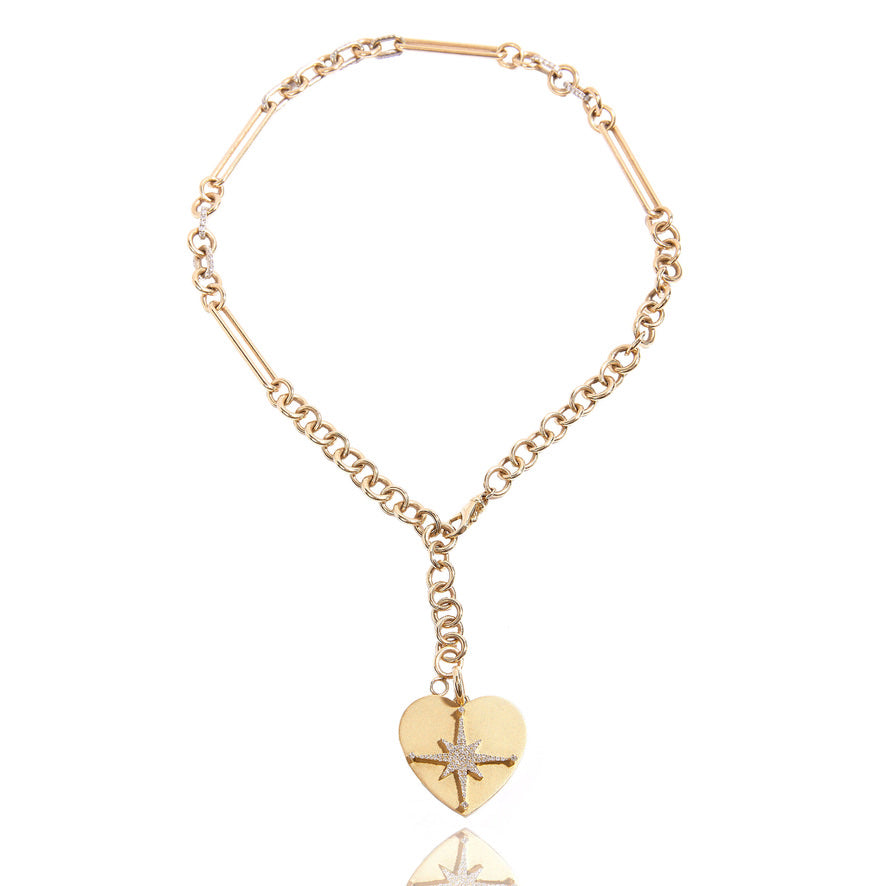 18k Gold Chunky Diamond Link Chain Necklace