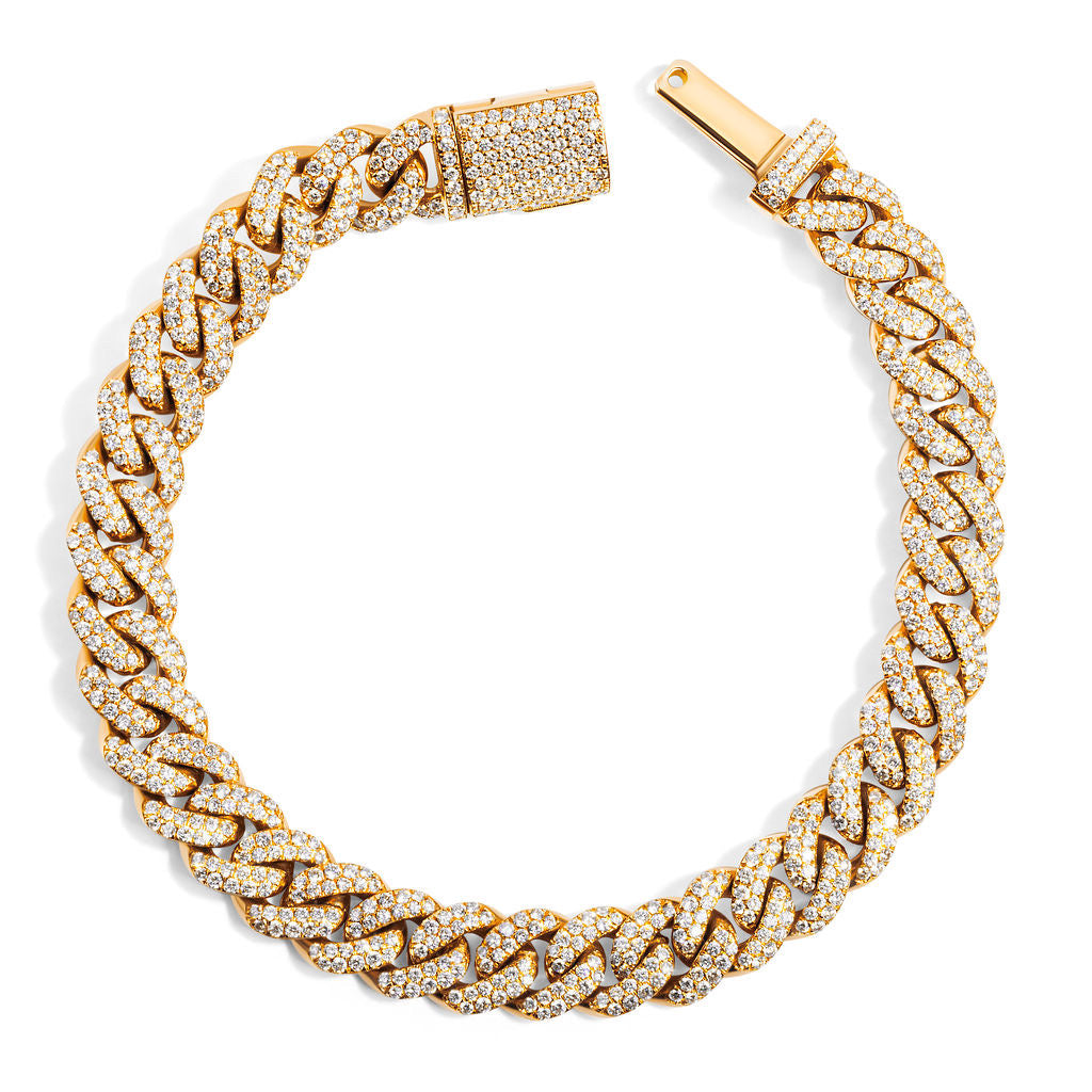 14k Gold Diamond Pavé Miami Cuban Chain Bracelet