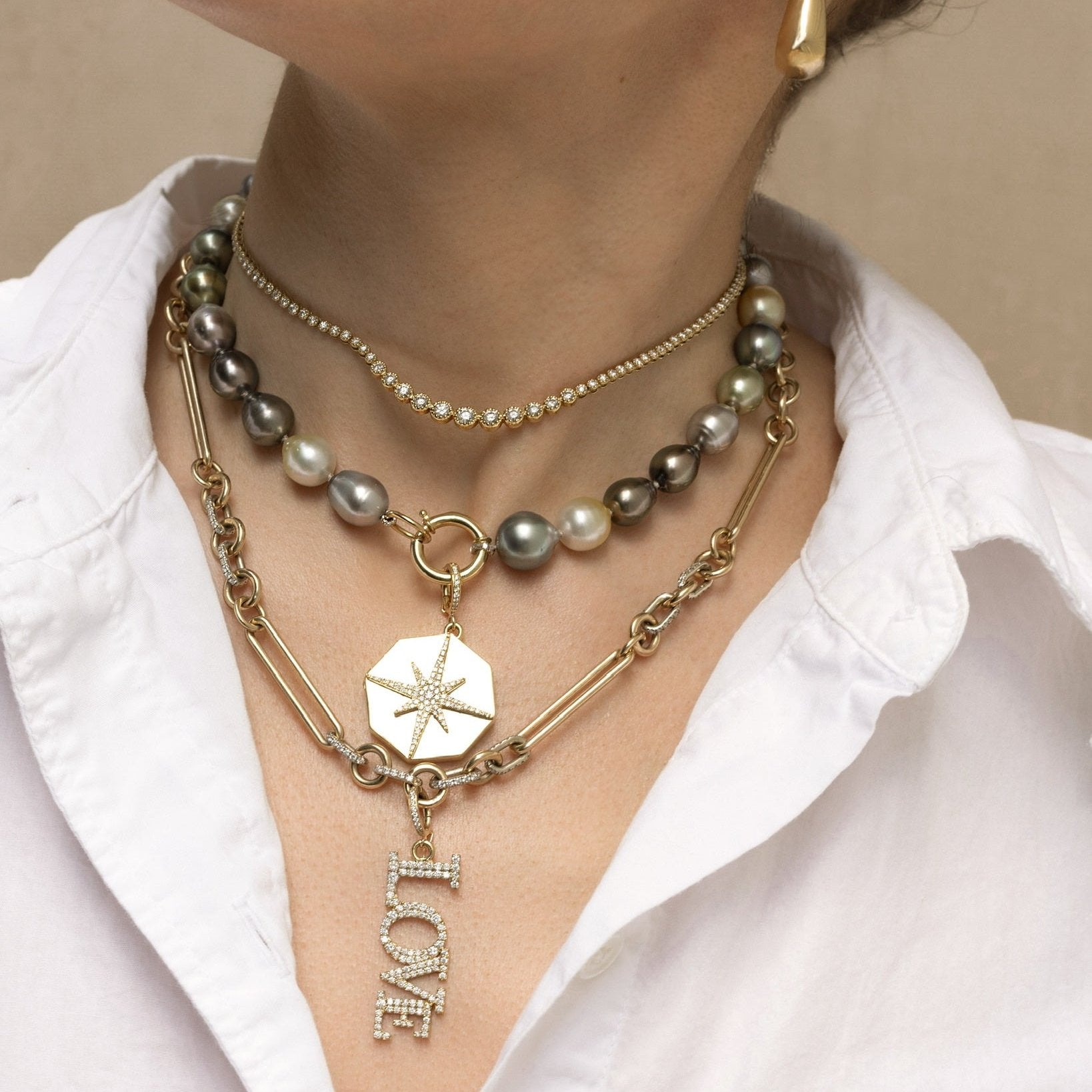 14k Gold Baroque Tahitian South Sea Pearl Necklace