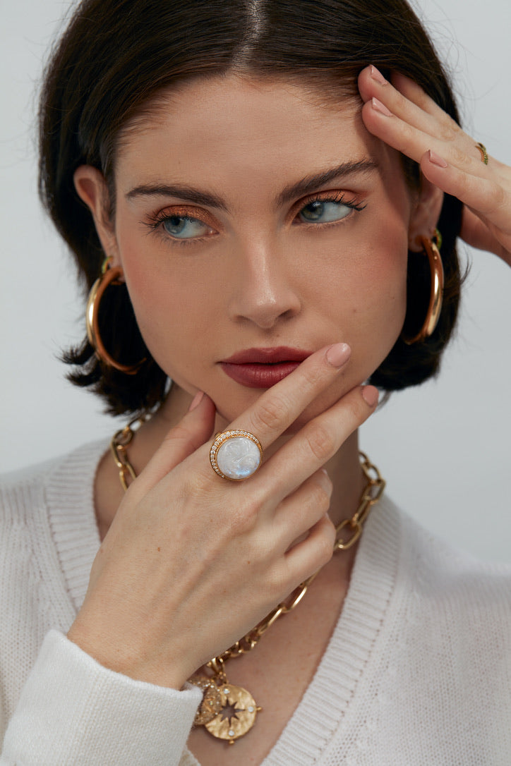 Moonstone Man in the Moon Ring