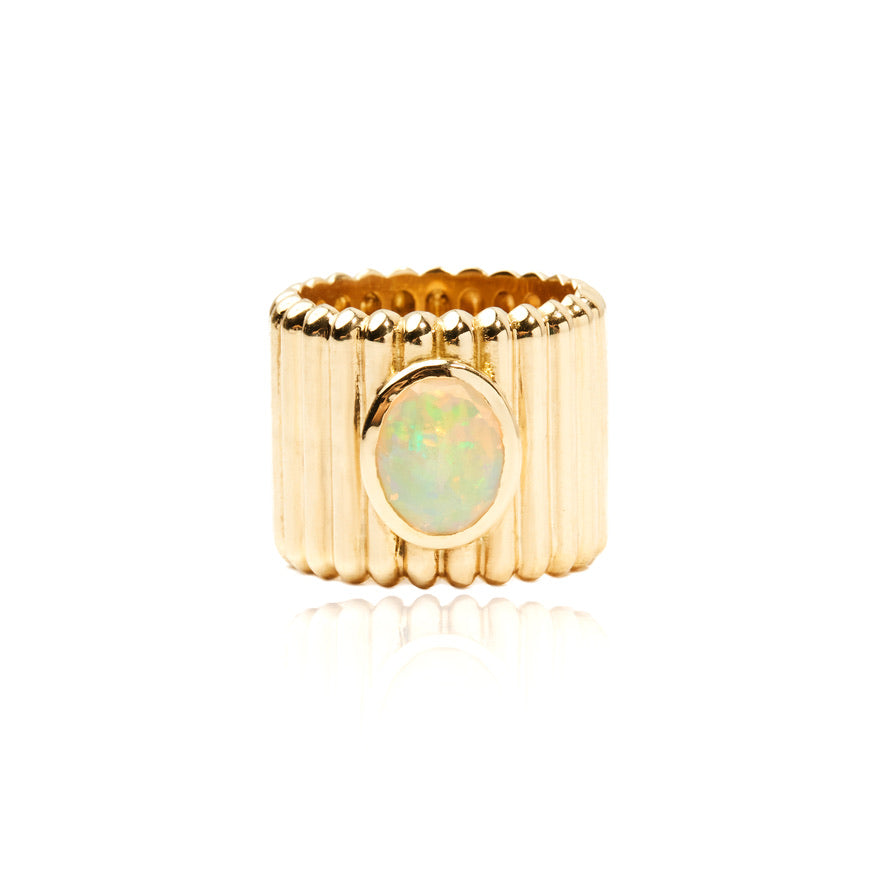 Ethiopian Opal Ring Fluted Ring