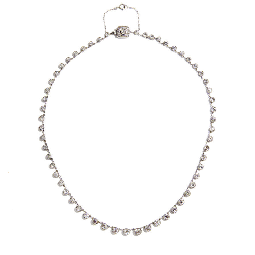 Platinum One of a Kind Vintage Cut Diamond Riviere Lariat
