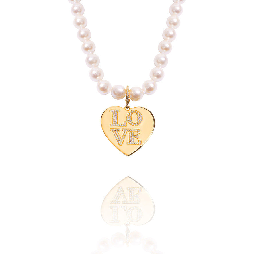 14k Gold Diamond One Love Heart Pendant