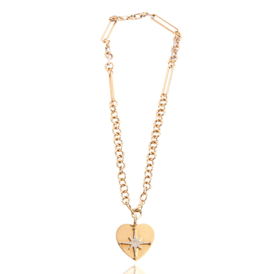 18k Gold Chunky Diamond Link Chain Necklace