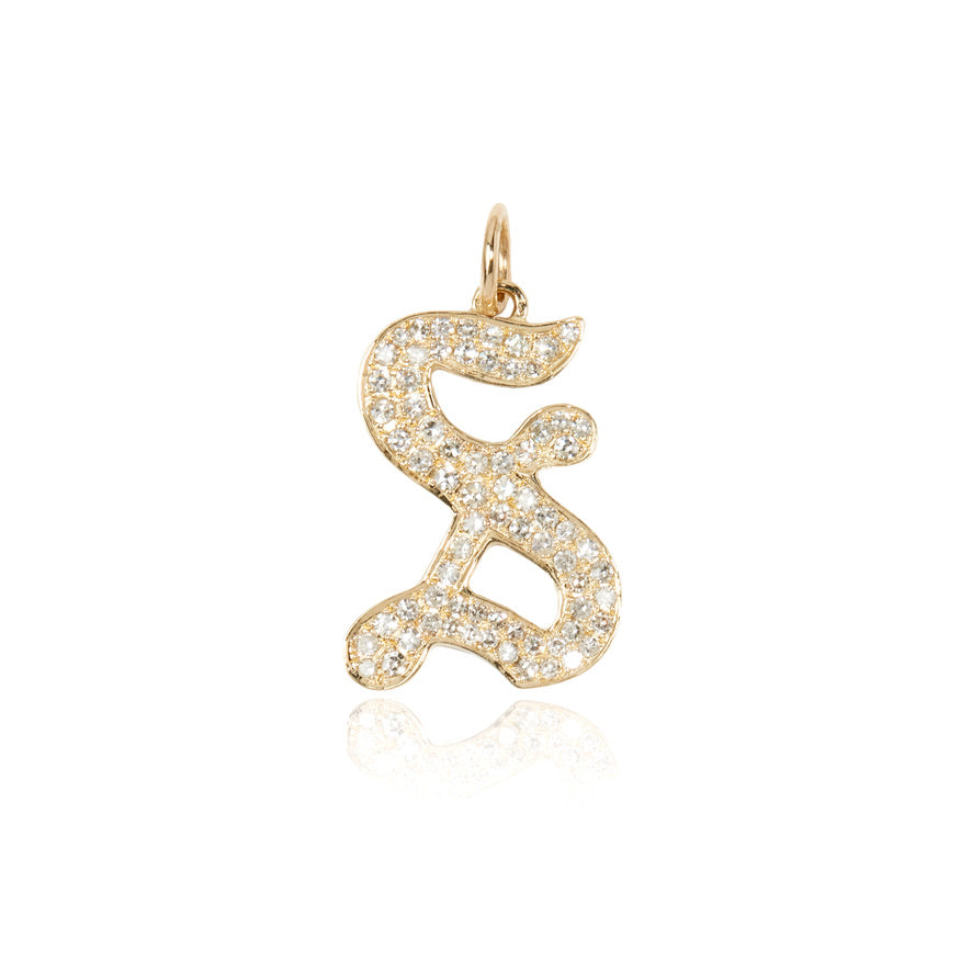 Gothic Initial Diamond Pavé Pendant
