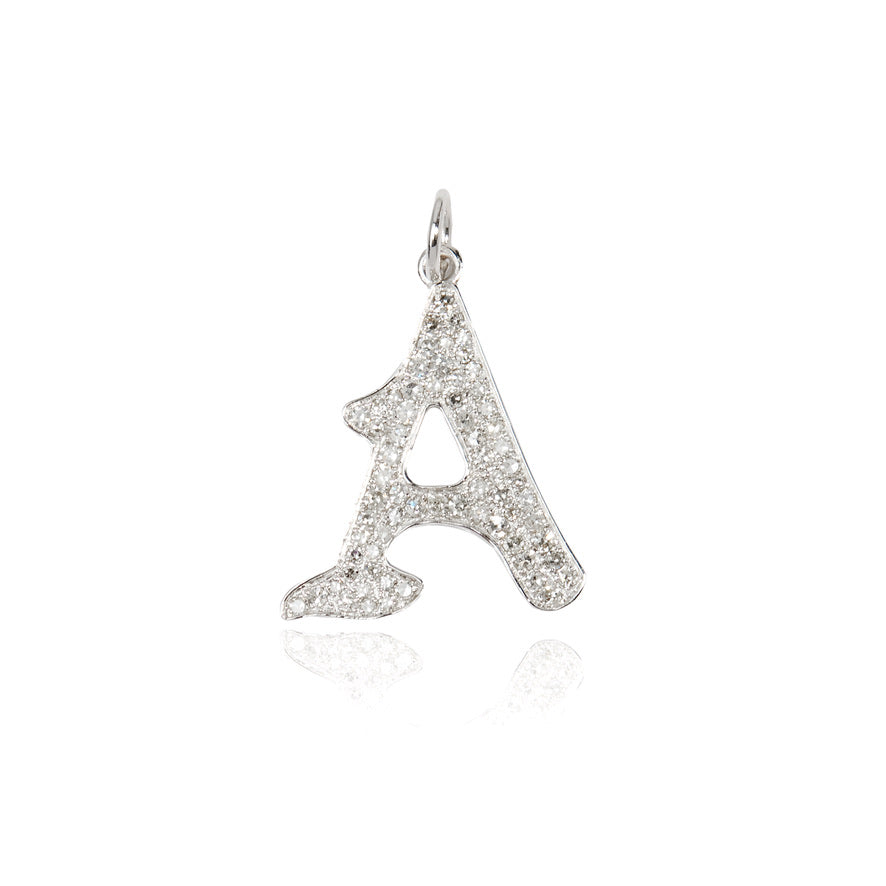 Gothic Initial Diamond Pavé Pendant