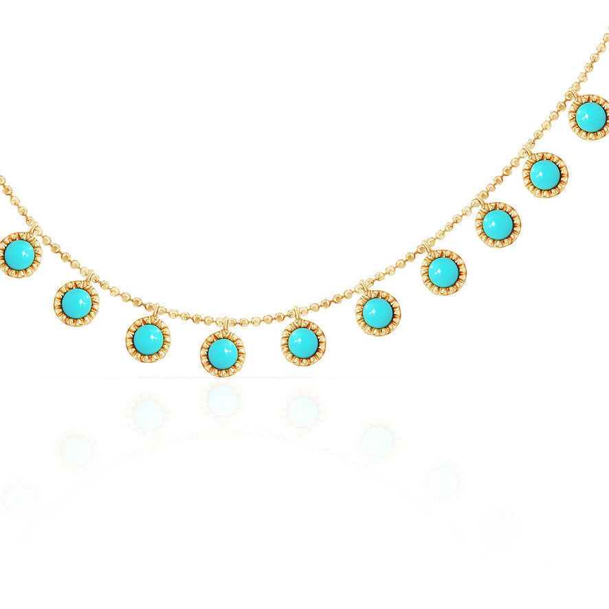 18k Gold Vintage Set Turquoise Drop Necklace