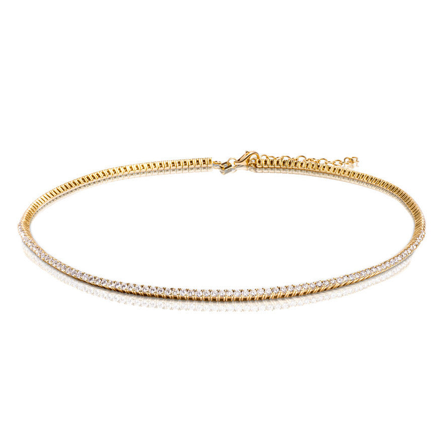 18k Gold Pavé Diamond Necklace Goddess Collar