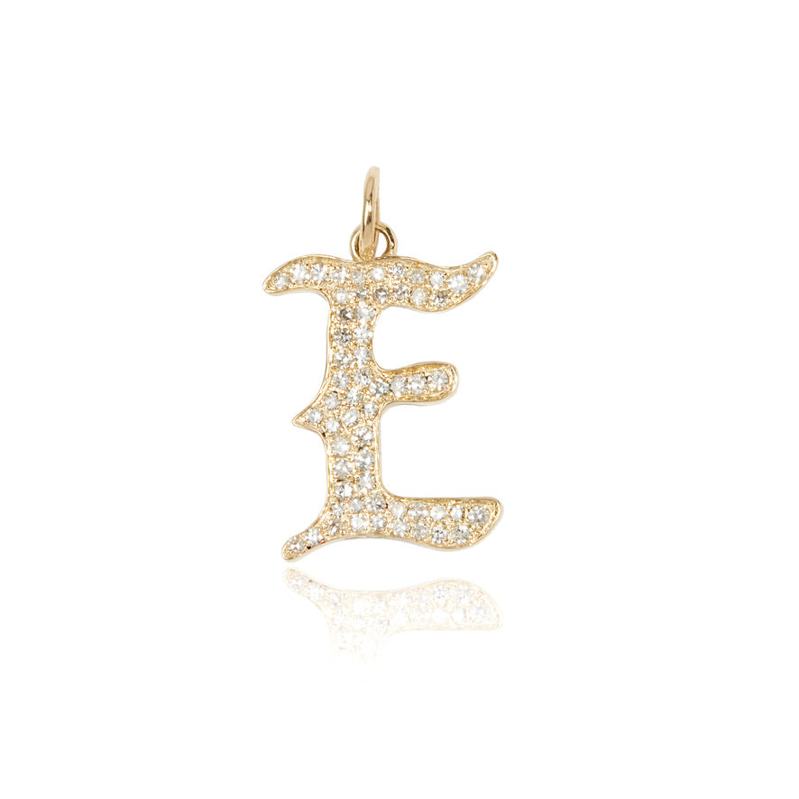 Gothic Initial Diamond Pavé Pendant