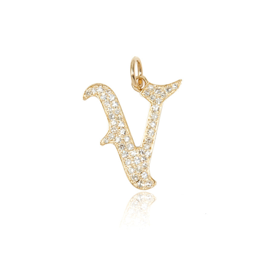 Gothic Initial Diamond Pavé Pendant