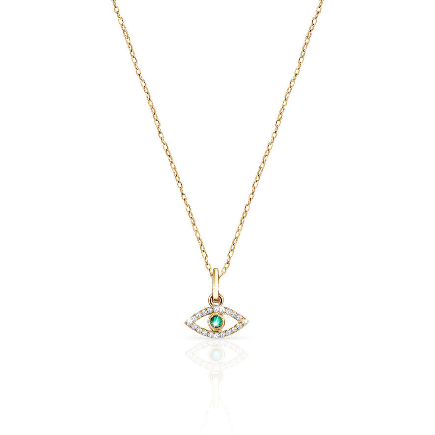 MINI DIAMOND & EMERALD EVIL EYE