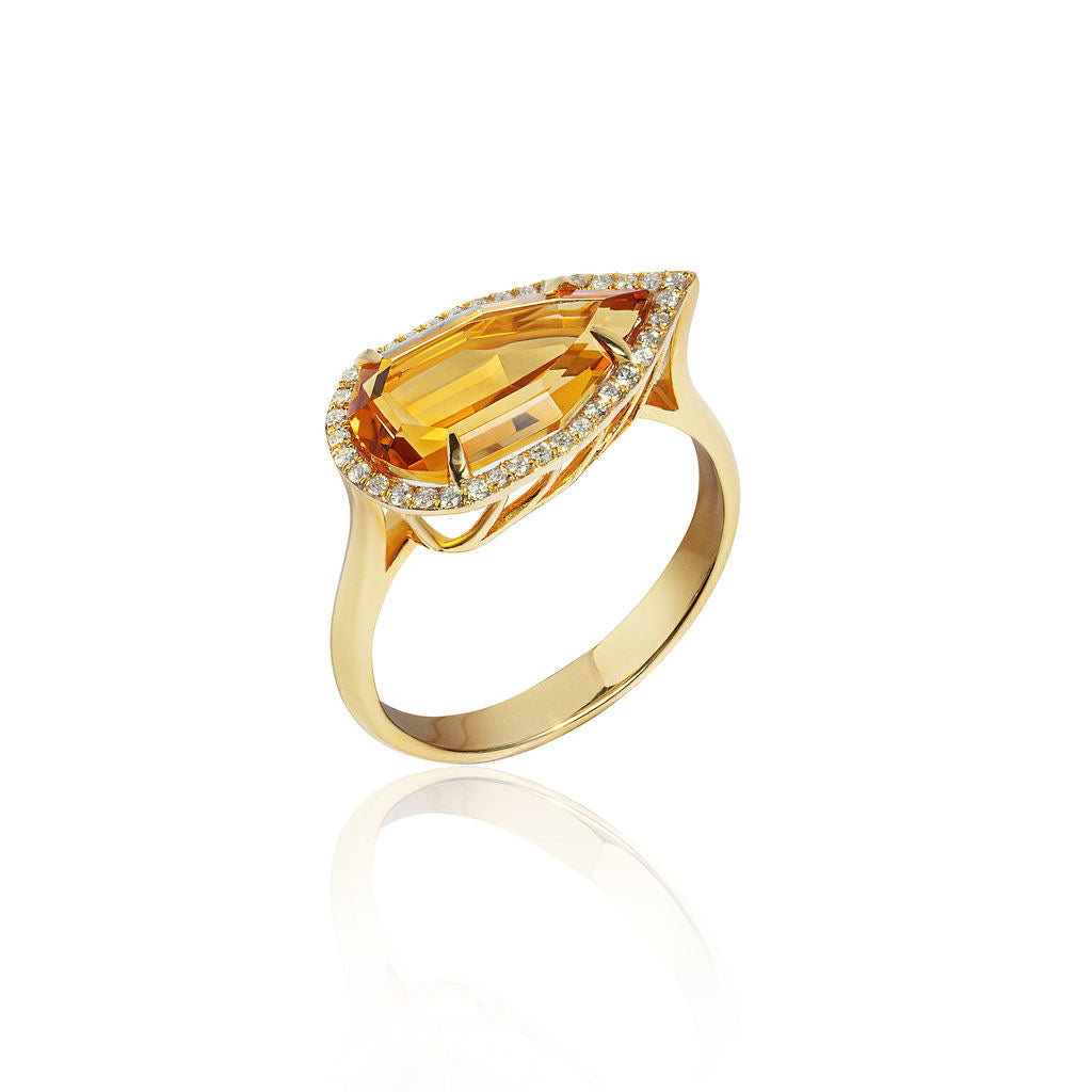 CITRINE DIAMOND KITE RING