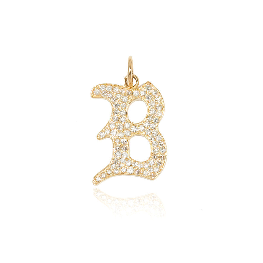 Gothic Initial Diamond Pavé Pendant