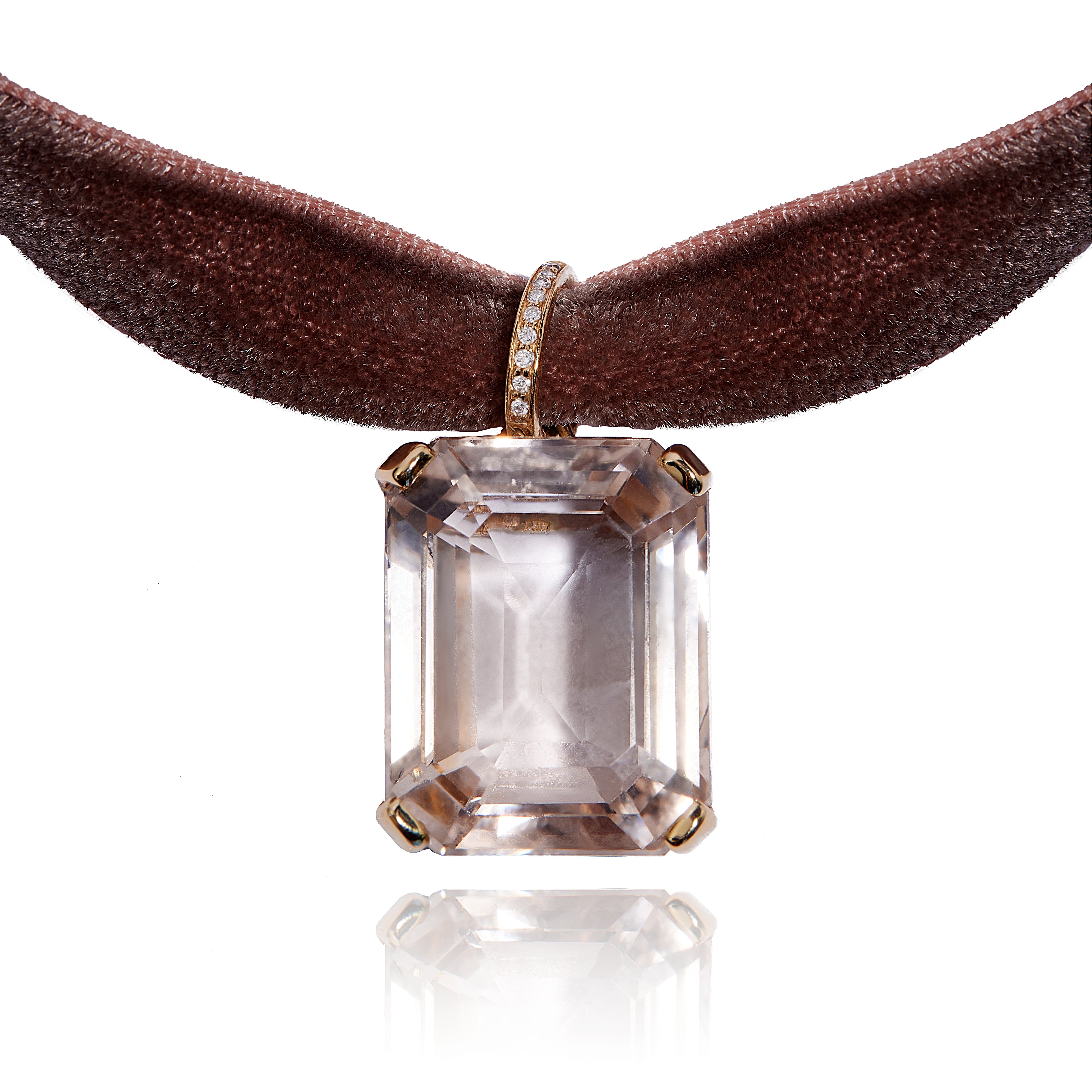14k Gold Blush Diamond Diopside Pendant
