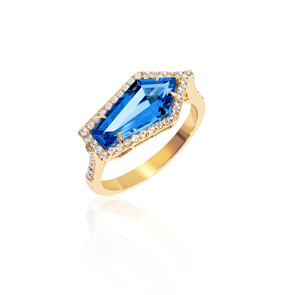 BLUE TOPAZ KITE RING