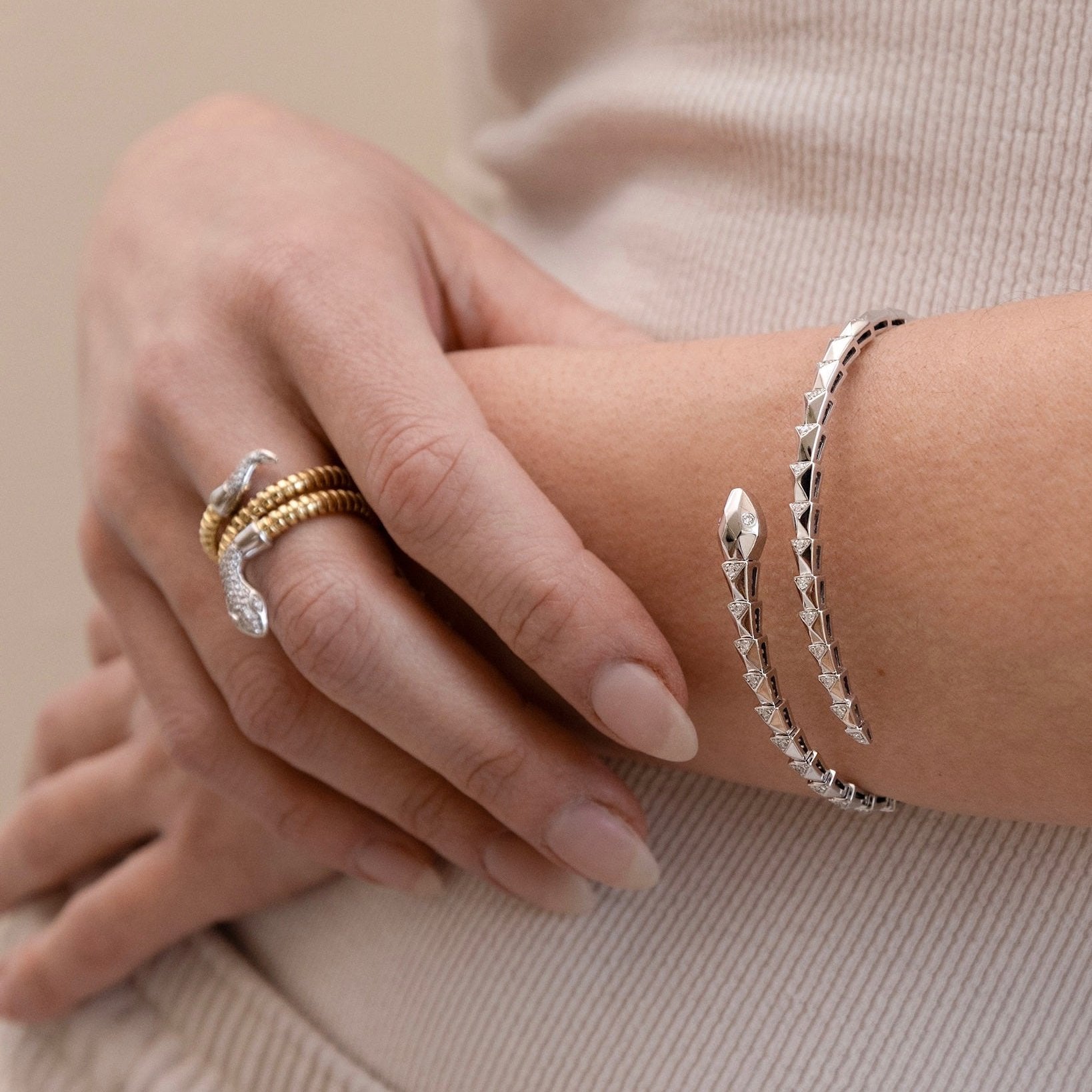 SNAKE. BRACELET AND. RING