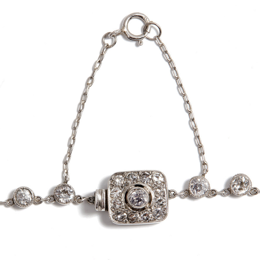 Platinum One of a Kind Vintage Cut Diamond Riviere Lariat