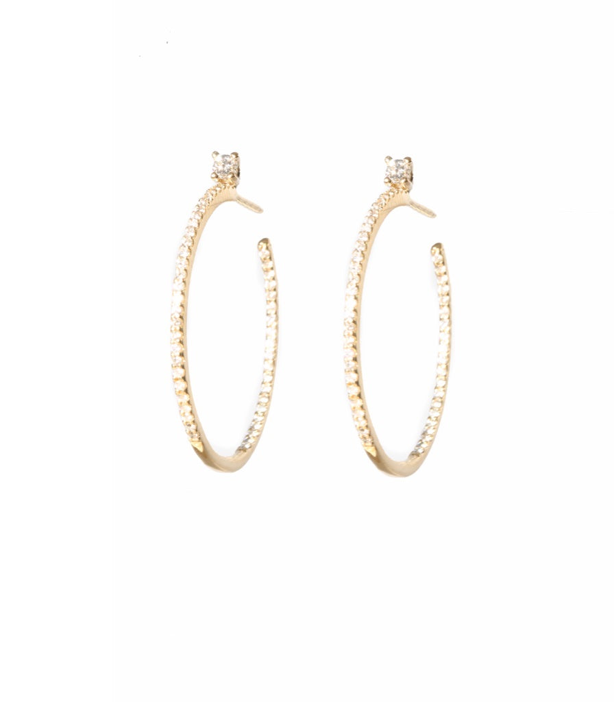 18k Diamond Studded Pavé Jessica Hoops