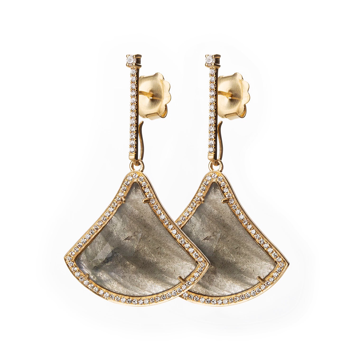 Labradorite Kite Diamond Stick Earrings