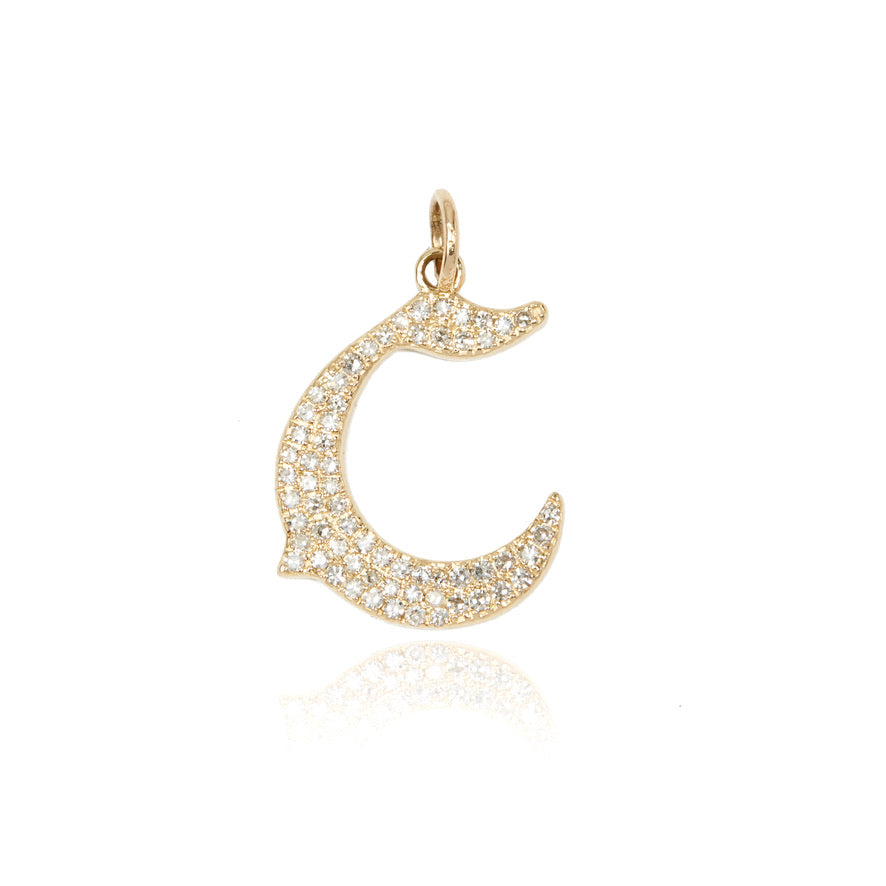 Gothic Initial Diamond Pavé Pendant
