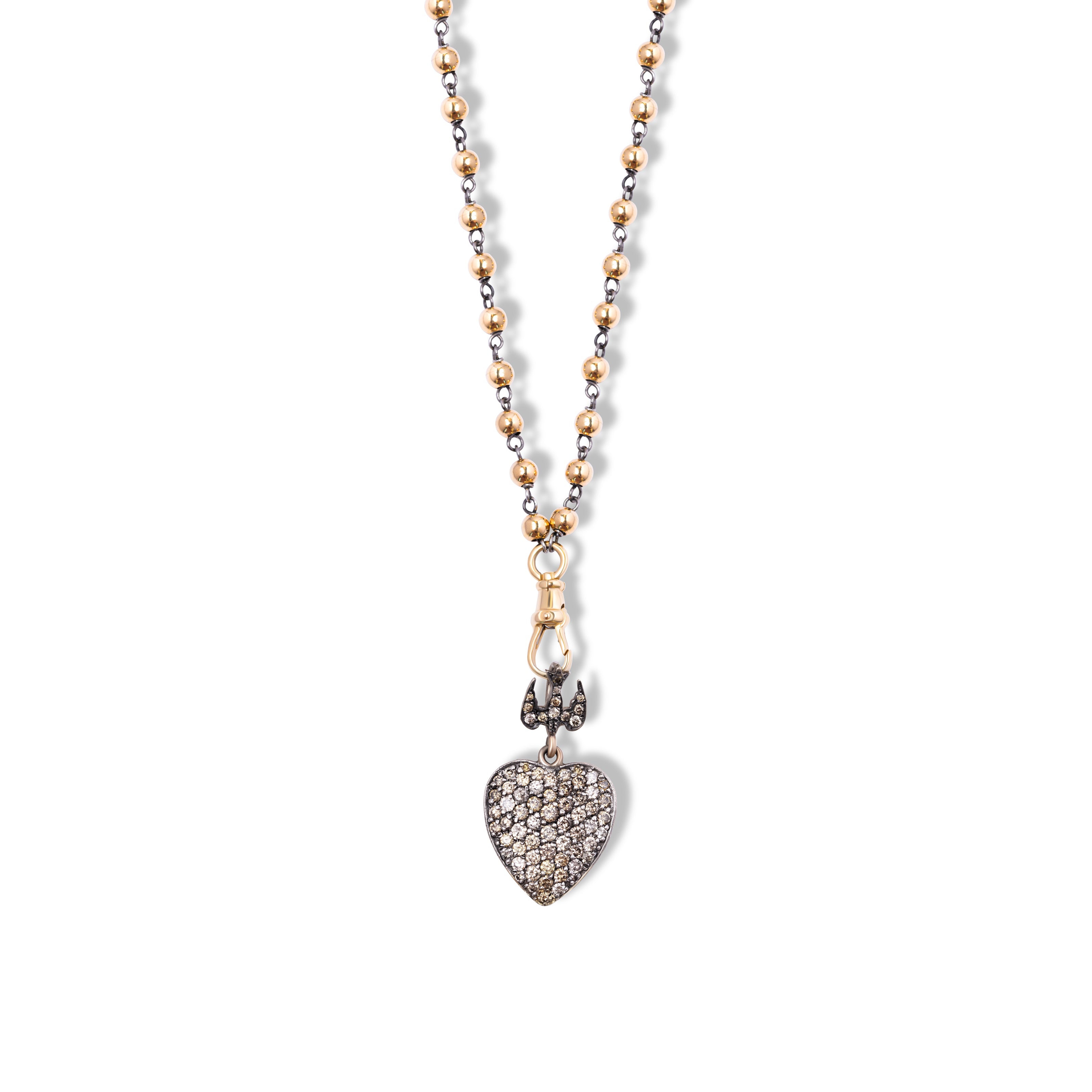 Georgian Champagne Diamond Winged Heart Pendant