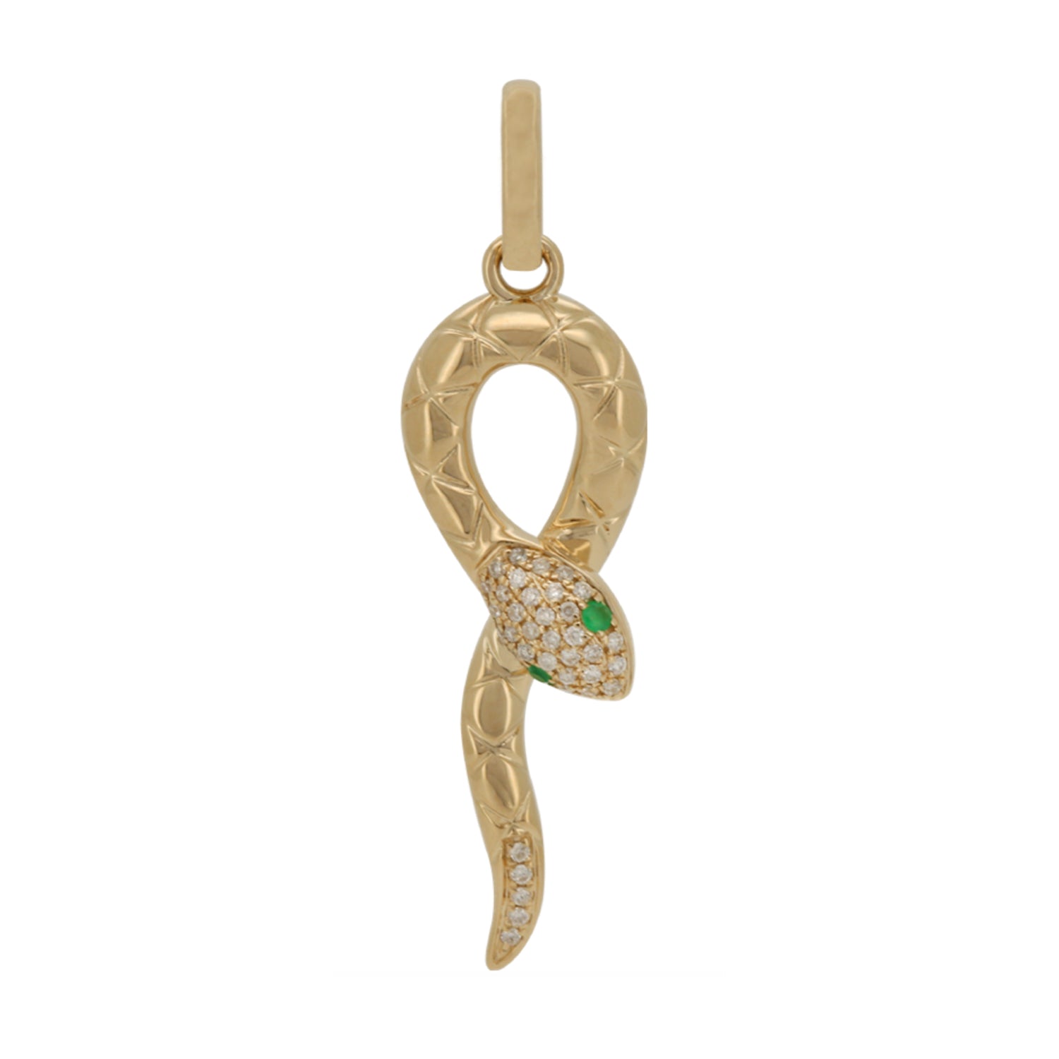 14k Gold Snake Pendant with Green Sapphire
