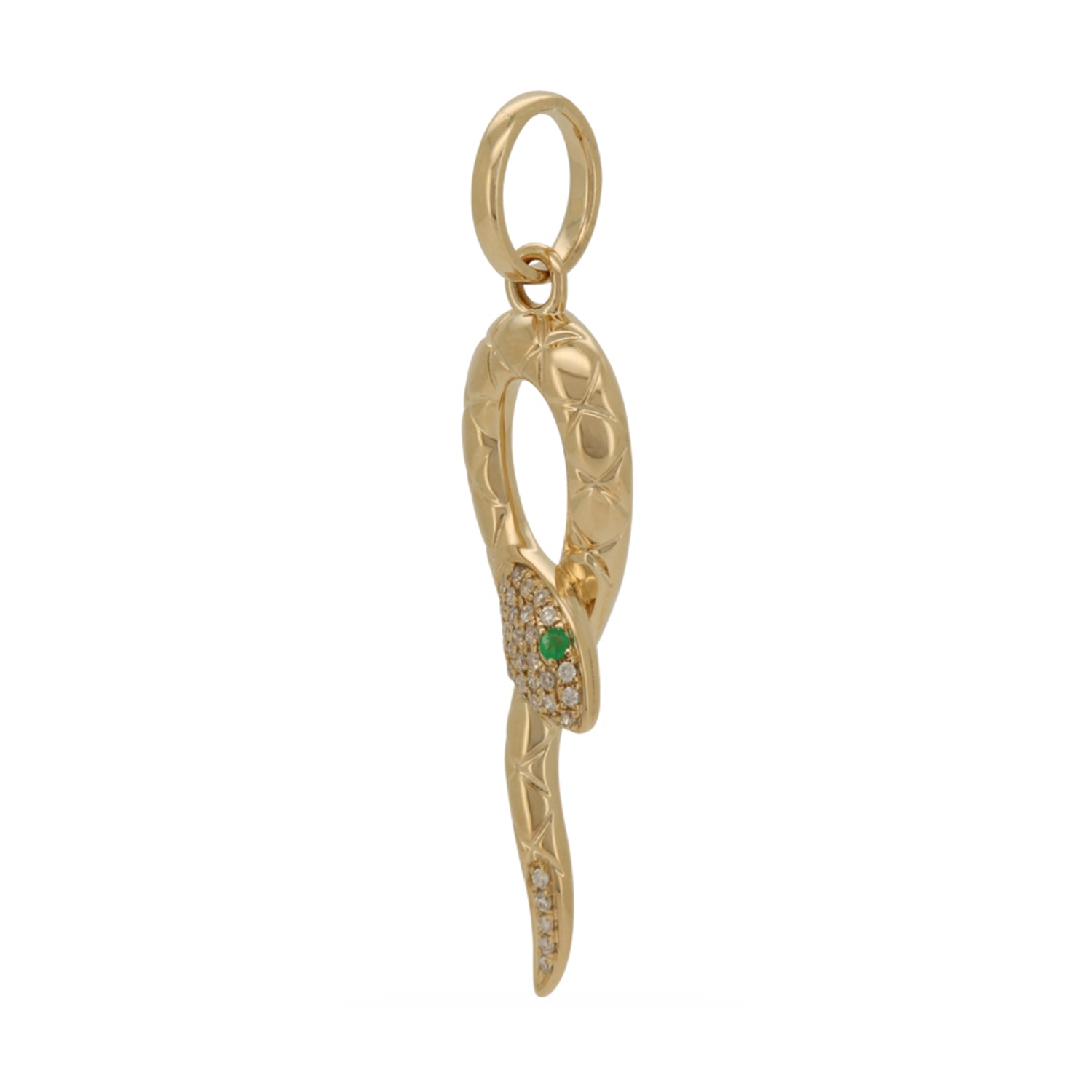14k Gold Snake Pendant with Green Sapphire