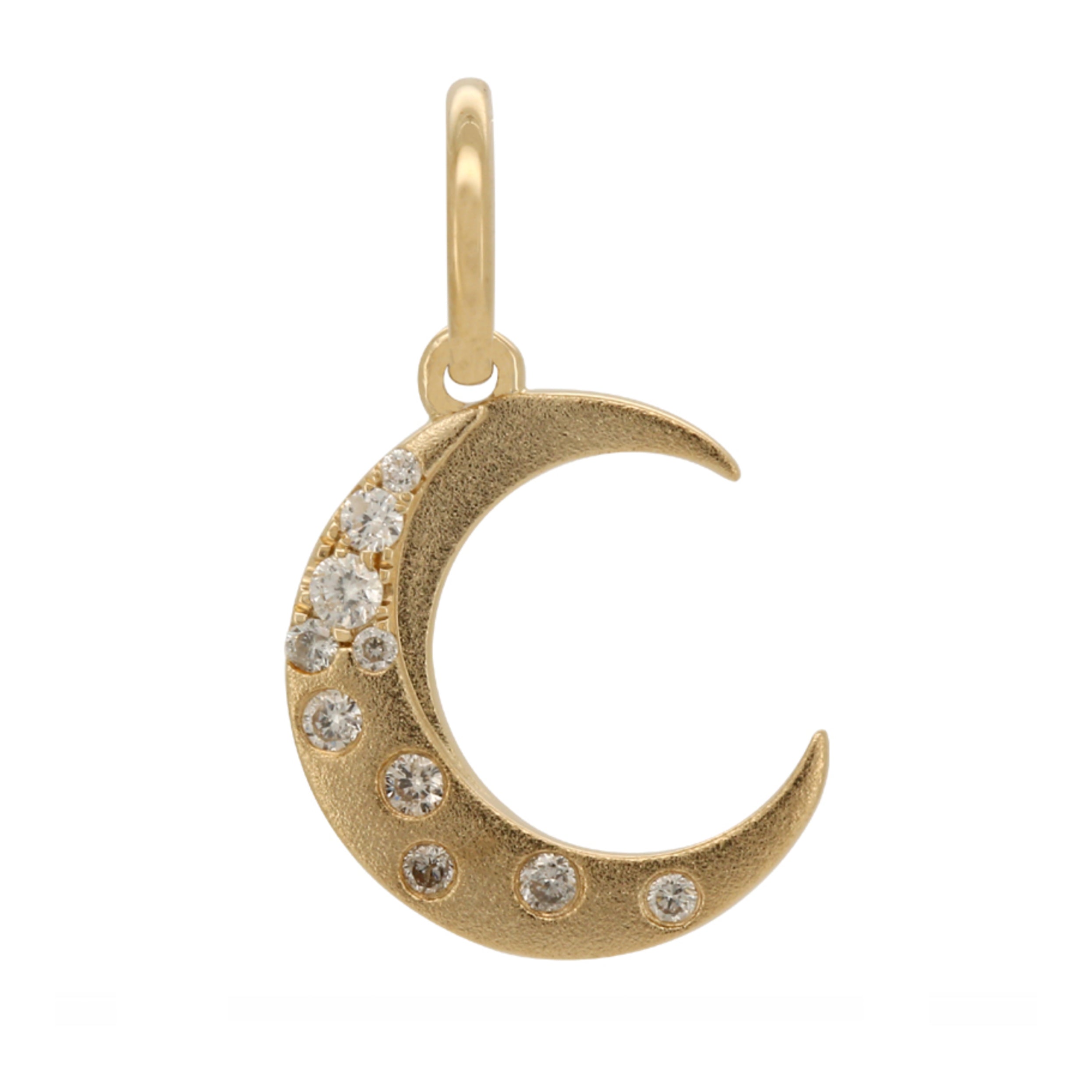 14k Gold Diamond Moon Pendant