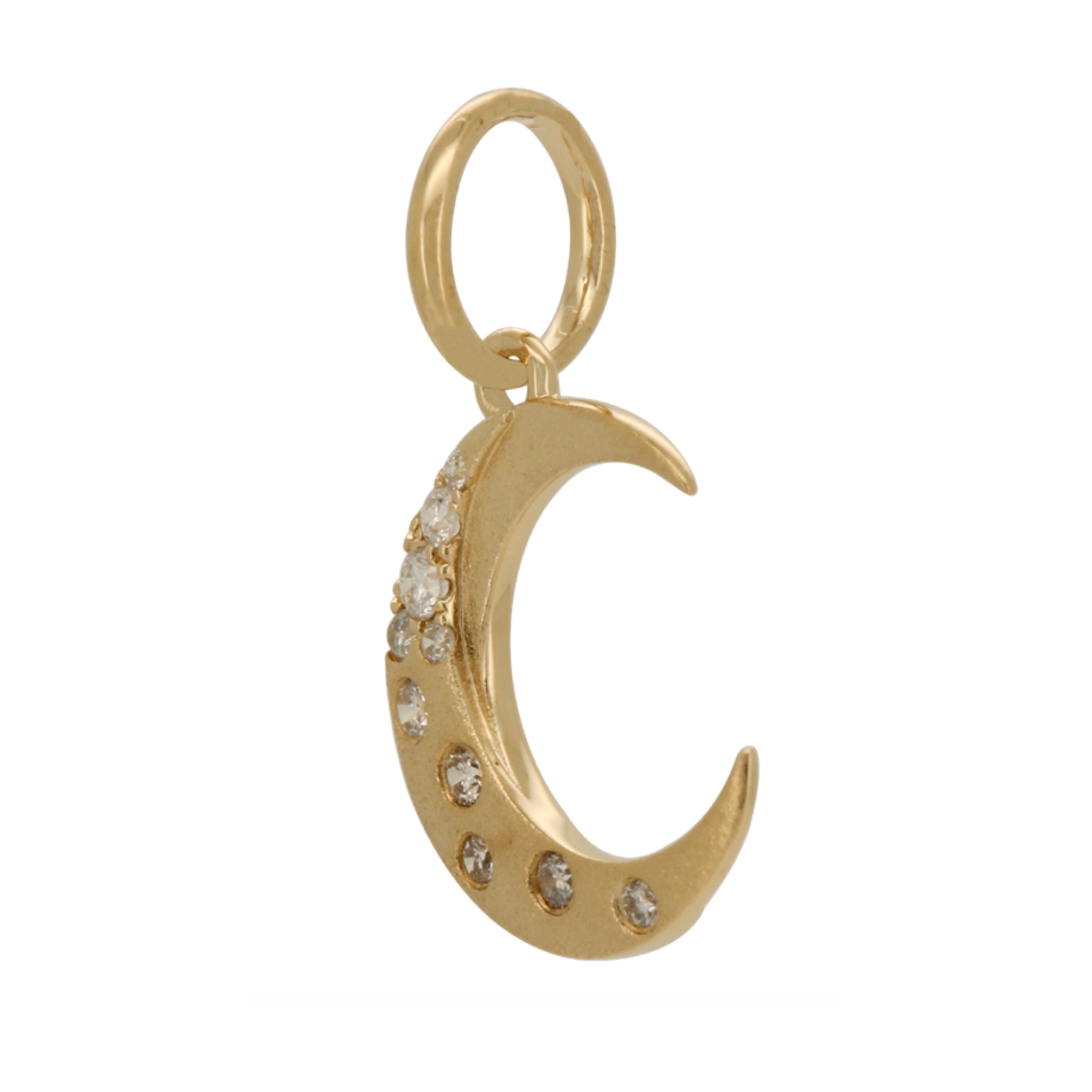 14k Gold Diamond Moon Pendant