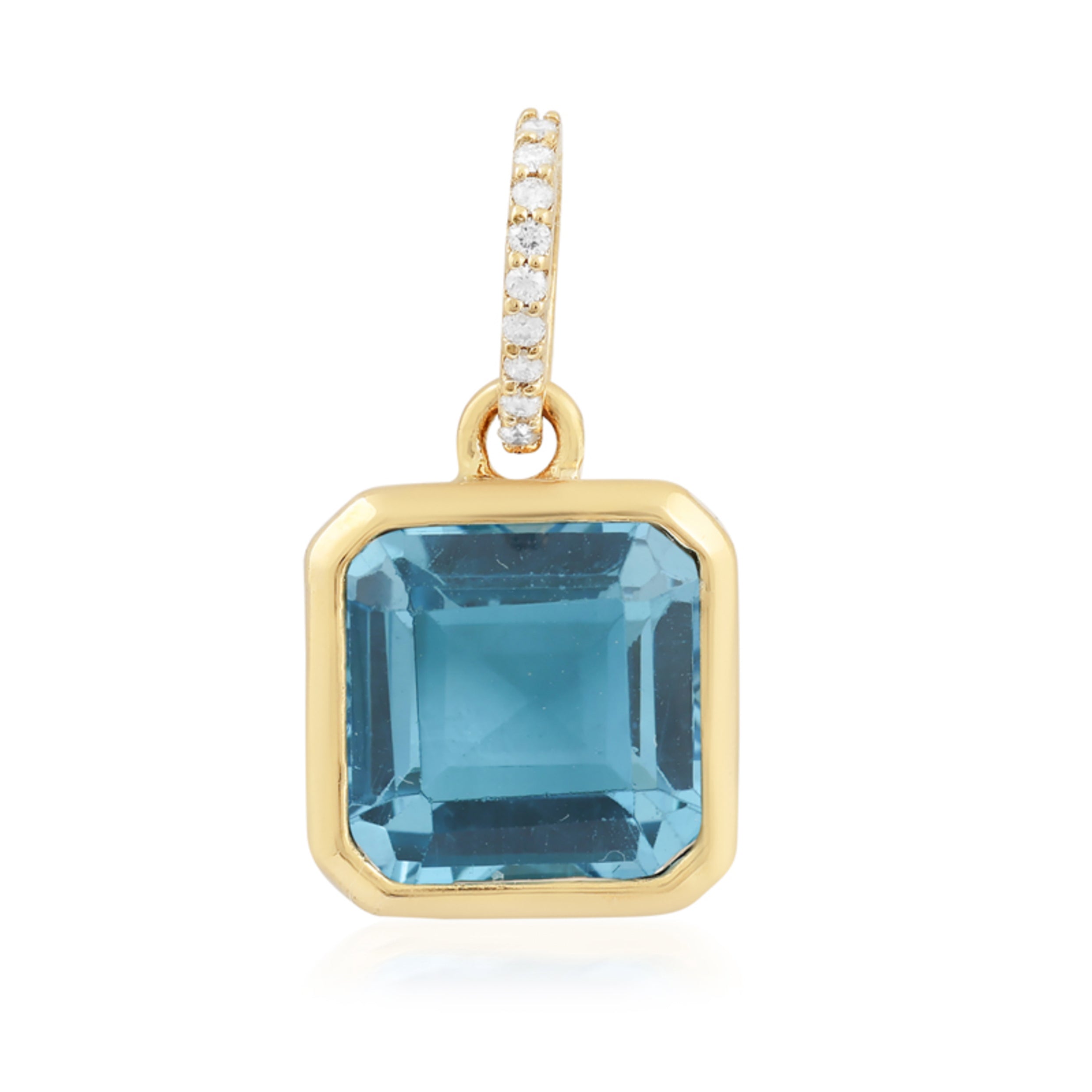 Emerald Cut London Blue Topaz Pendant