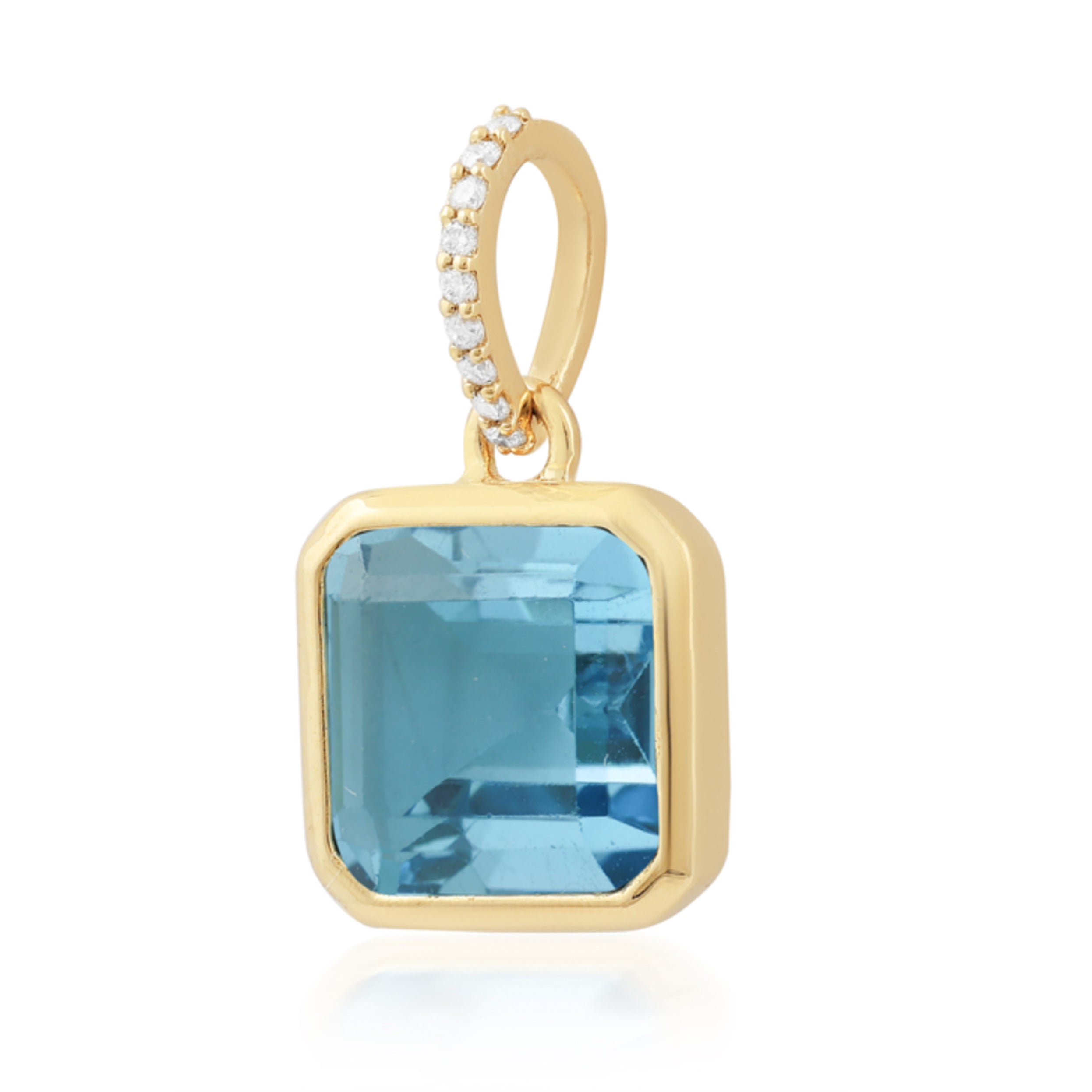 Emerald Cut London Blue Topaz Pendant